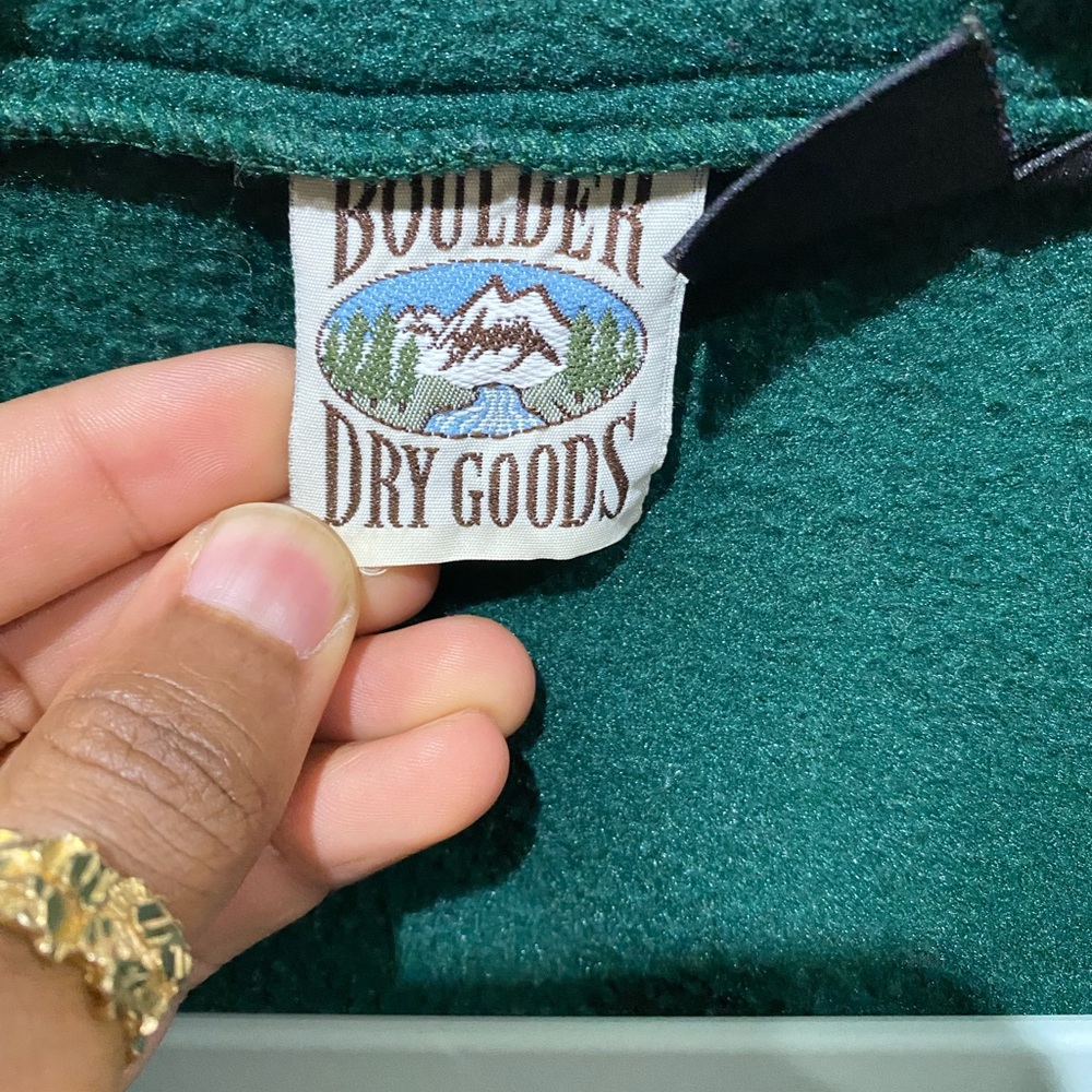 Green Fleece Vest with Black Trim - Picture 2 of 4